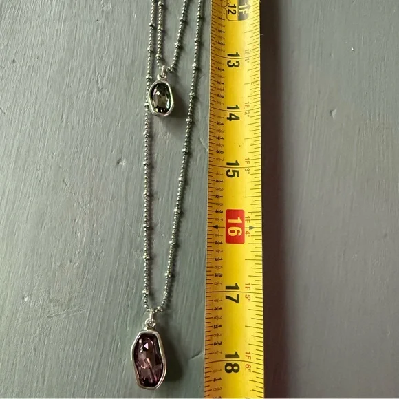 Uno de 50 Layered Double Strand Crystal Pendant Necklace - Picture 3 of 8